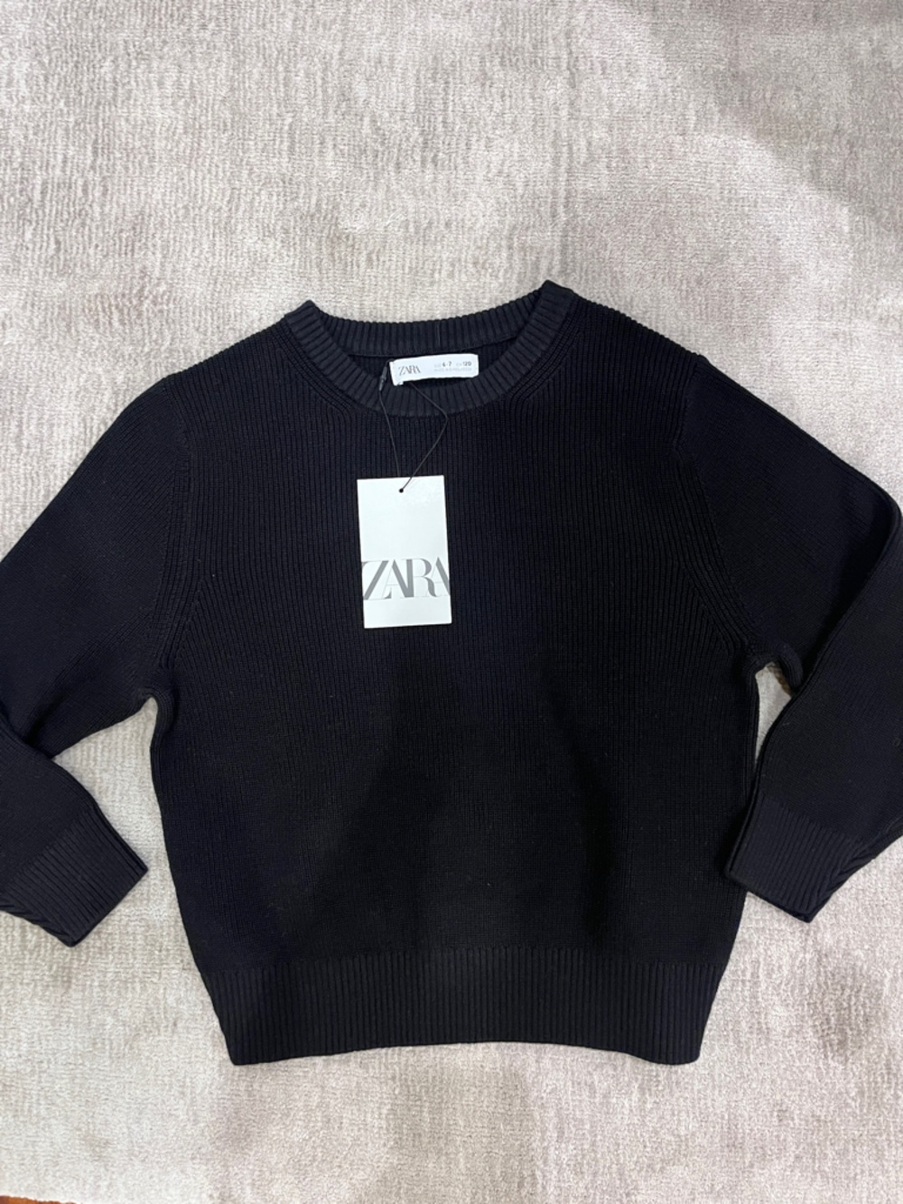 NWT Zara Kids Black Sweater Ribbed Size Boy 6-7